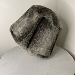 Gilly Forge London Mod Faux Fur Bucket Hat Gray Brown Oversized NWOT ~ NEW